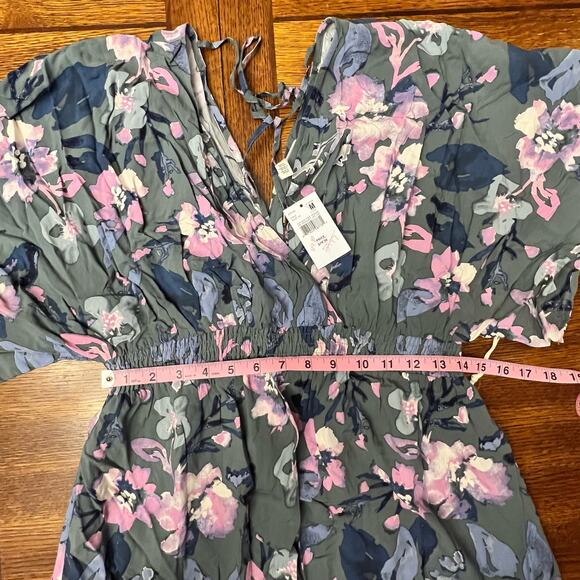 Jessica Simpson Floral Pink Green Maternity Wrap Maxi Dress Size Medium NWT - Picture 14 of 16